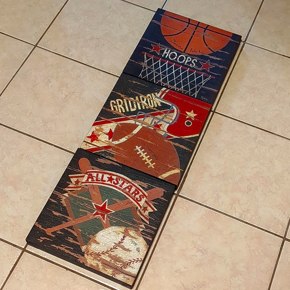 3--PIECE SPORTS CANVAS ART - Picture 6 of 6